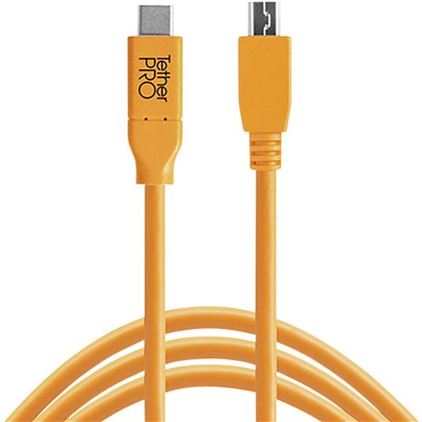 Tether Tools USB-C zu 2.0 Micro- B 5-Pin 4,60m arancio