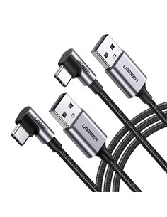 2x1 UGREEN angolato USB-C a USB-A cavo dati nero 2M