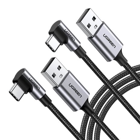 2x1 UGREEN angolato USB-C a USB-A cavo dati nero 2M