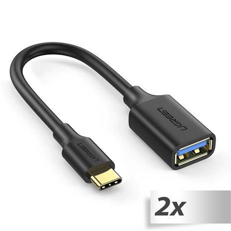 2x1 UGREEN tipo C USB 3.0 convertitore adatt. nero 150mm