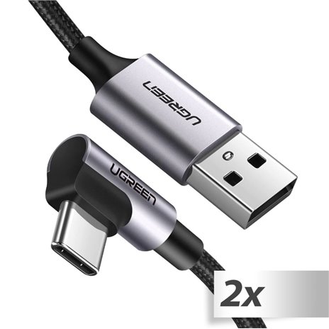 2x1 UGREEN angolato USB-C To USB-A cavo dati nero 1M