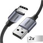 2x1 UGREEN USB-C a USB-A cavo nero 1M