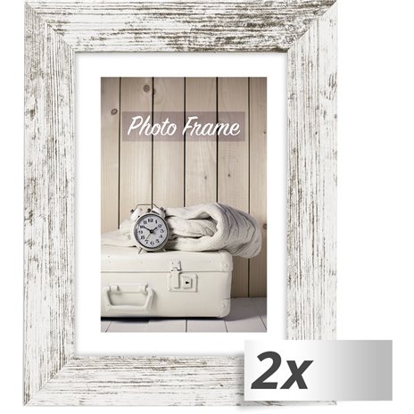 2x1 ZEP Nelson 6  bianc./marron. 15x20 legno cornice V21686