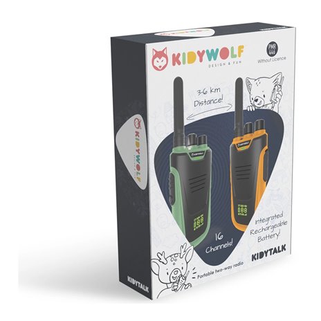 Kidywolf Walkie-Talkies con torcia elettrica verde/aran.