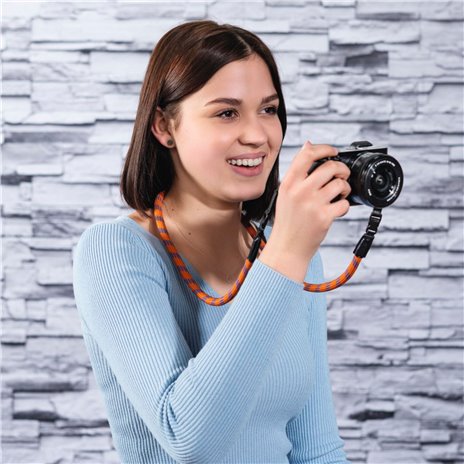 Hama cinghia per fotocamera Braid 120  arancione/blu