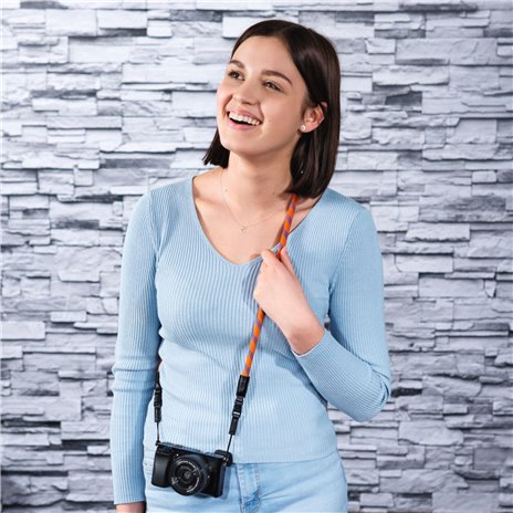 Hama cinghia per fotocamera Braid 120  arancione/blu