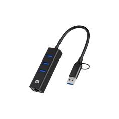 Conceptronic DONN07BA 3-Port-USB-Hub mit Gigabit-Netz 2