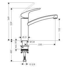 Hansgrohe Focus M41 miscelatore cucina monocoman. 160 1jet c 2