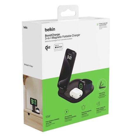 Belkin BOOST Charge 3in1 Qi2 15W magn.Charg.Stand bl.  WIZ02