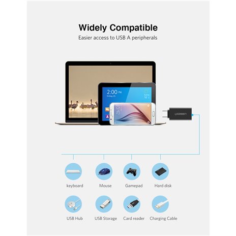 UGREEN USB-C a USB 3.0 A adatt. femm. nero