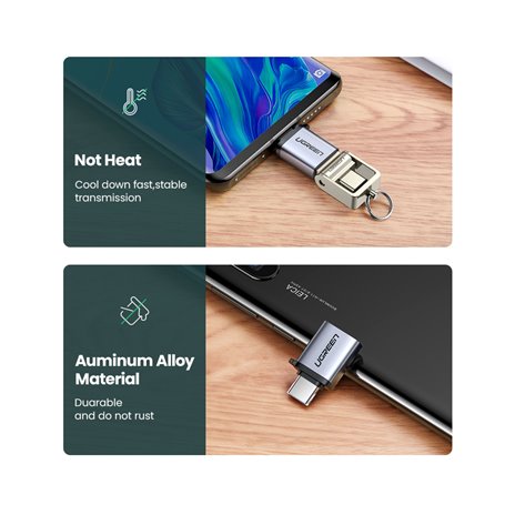 UGREEN Type C to USB 3.0 A Adapt Cable with Lanyard Space Gr