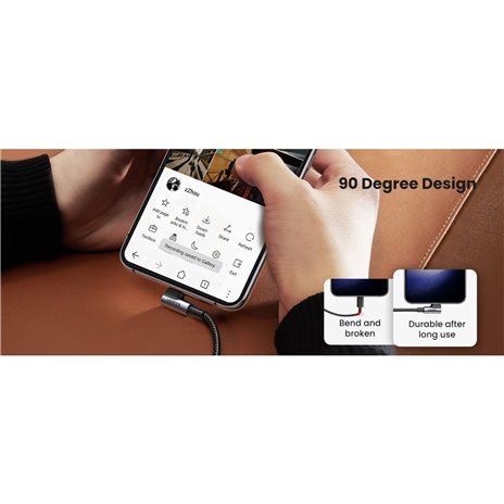 UGREEN USB-C a USB2.0-C angol. cavo circolare 1m grigio nero