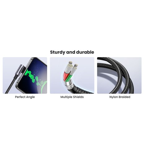 UGREEN USB-C a USB2.0-C angol. cavo circolare 1m grigio nero