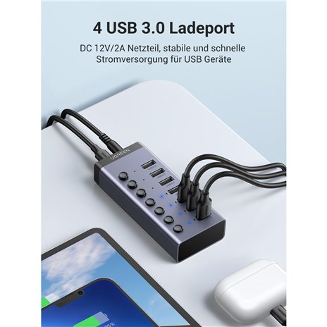 UGREEN USB-C to 7-Port USB-A 3.0 Hub DC 12V EU