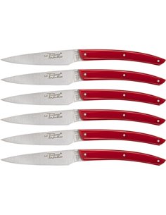 Jean Dubost Laguiole set coltelli 6 pz,acrilico rosso