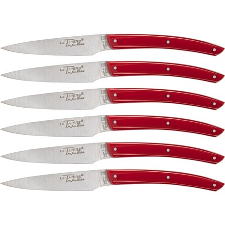 Jean Dubost Laguiole set coltelli 6 pz,acrilico rosso