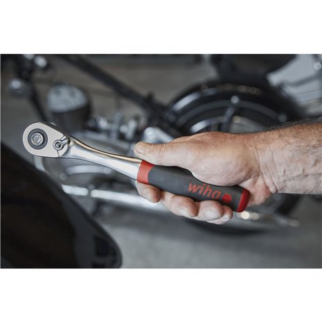 Wiha leva a cricchetto revers. 1/2  c. pulsante e sfera sicu