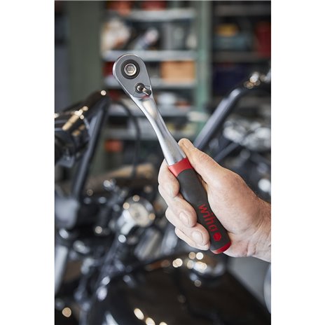 Wiha leva a cricchetto revers. 1/2  c. pulsante e sfera sicu