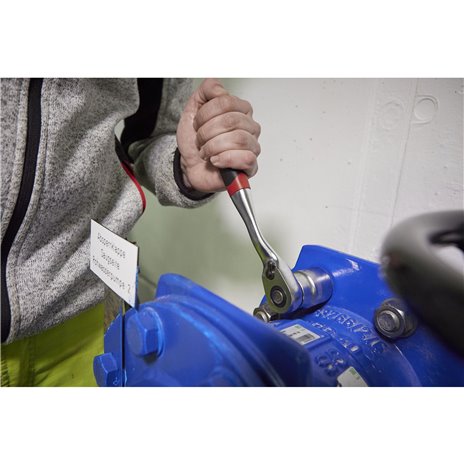 Wiha leva a cricchetto revers. 1/2  c. pulsante e sfera sicu