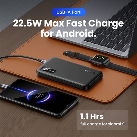 UGREEN 10000mAh Two-way powerbank ricarica rapida nero