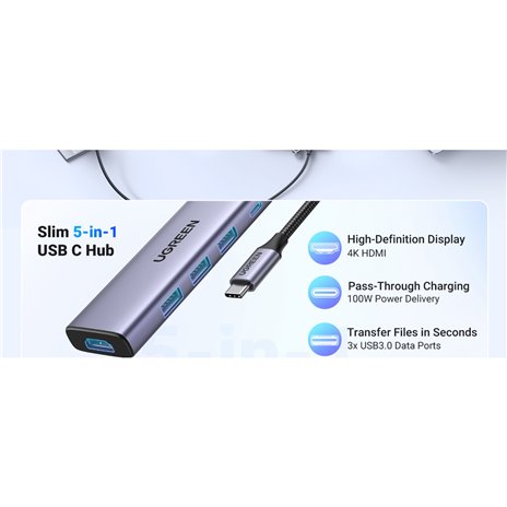 UGREEN Revodok 5-in-1 4K HDMI USB-C Hub mit 3x USB-A 3.0