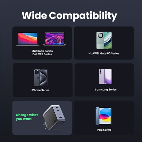 UGREEN Nexode S 100W 4-Port GaN caricatore rapido EU grigio