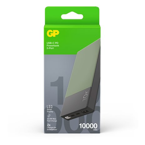 GP PowerBank M2+ 10C    10000mAh 2xUSB-C/1xUSB-A verde displ
