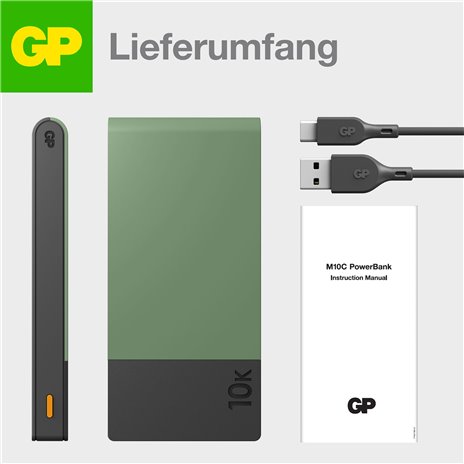 GP PowerBank M2+ 10C    10000mAh 2xUSB-C/1xUSB-A verde displ