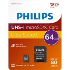 Philips MicroSDXC 2-Pack    64GB Class 10 UHS-I U1 incl. Ada 2