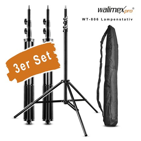 walimex set di 3 wT-806 treppiedi lampada, 256cm Set di3