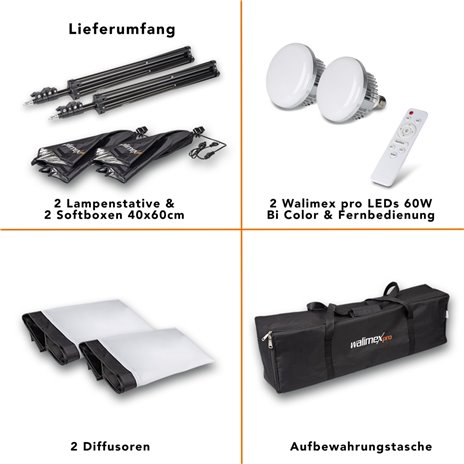 Walimex pro LED 60W Softbox 40x60cm Bi color Set 2