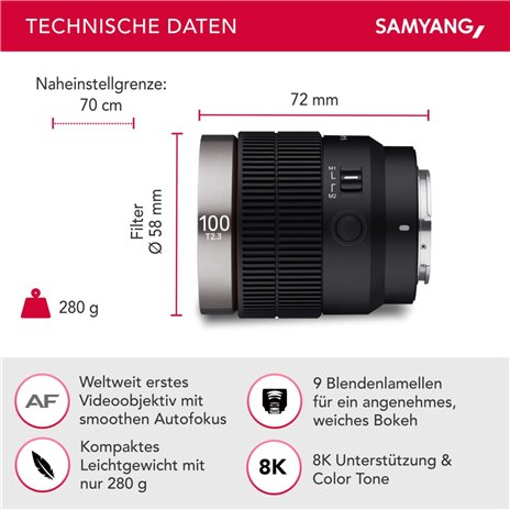 Samyang V-AF T 2,3/100 FE Sony E