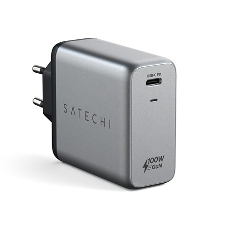 Satechi 100W USB-C PD GaN caricabatt. parete grigio spazio