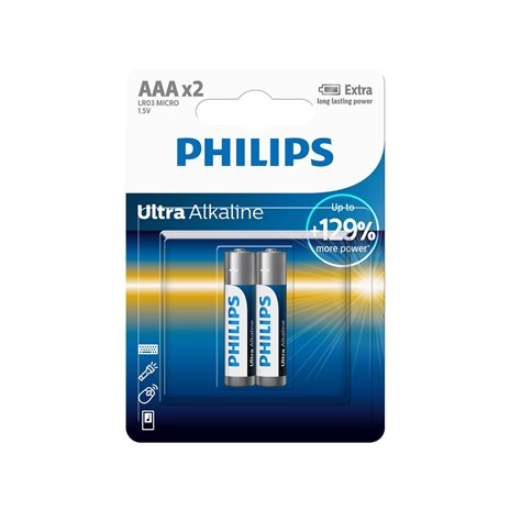 1x2 Philips Ultra Alkaline AAA batteria