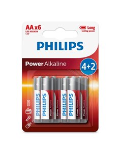 1x6 Philips Power Alkaline AA batteria Promo Pack
