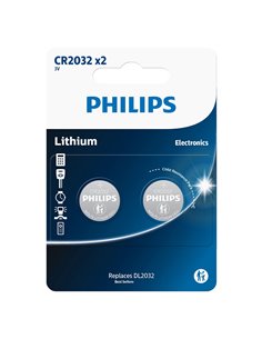 1x2 Philips Lithium 3.0V CR2032 batteria bottone